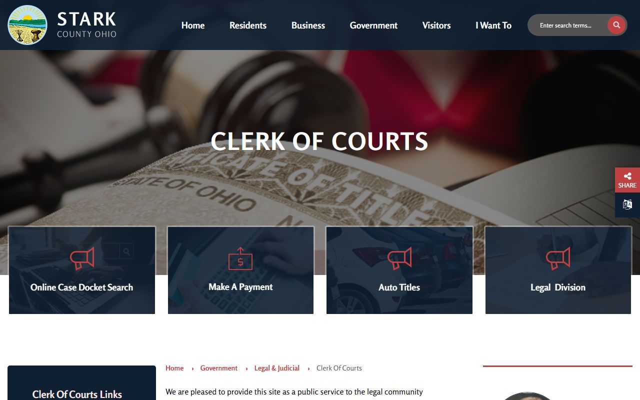 Stark County Clerk of Courts civil court records for Canton