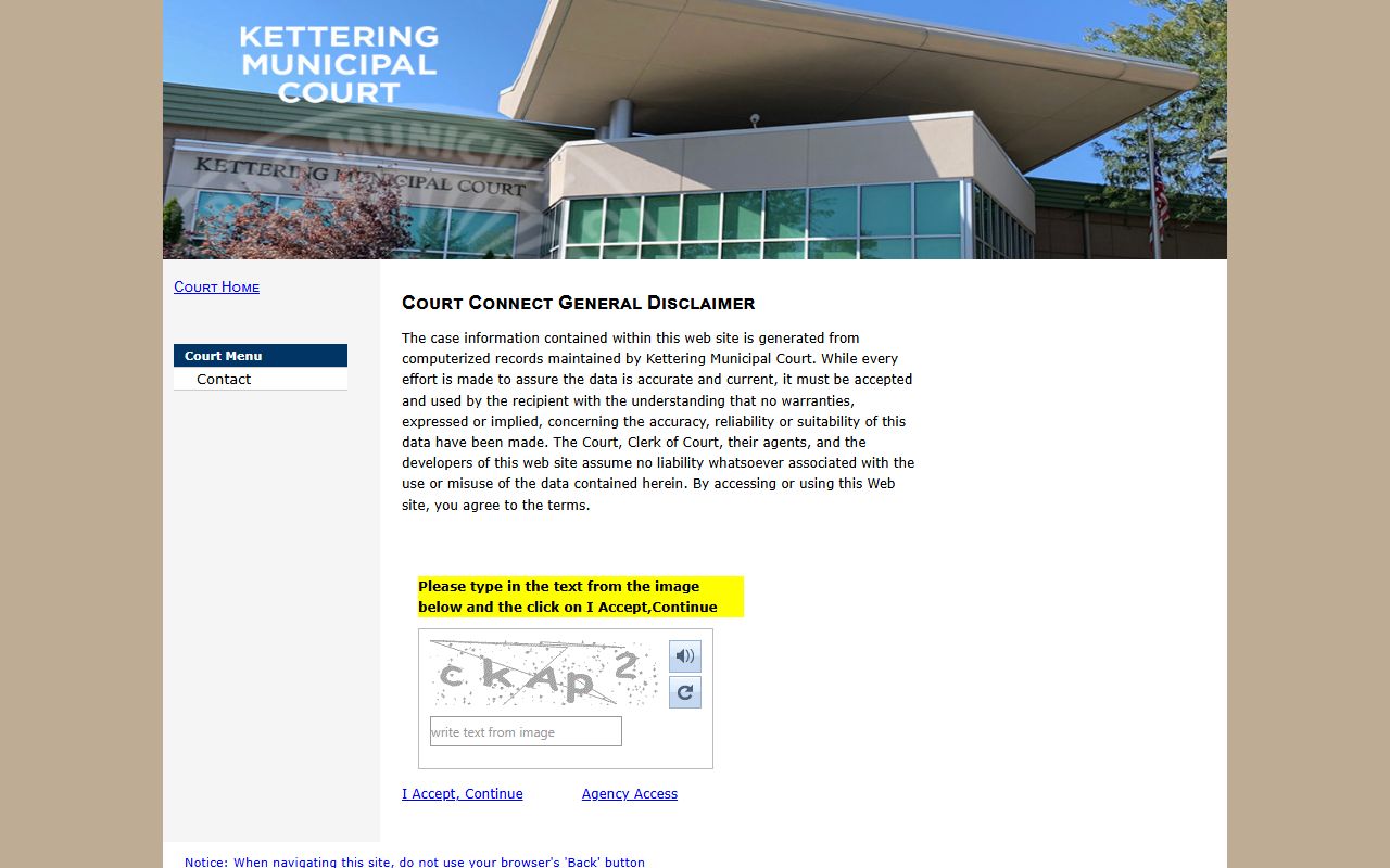 Kettering Municipal Court civil court records search portal