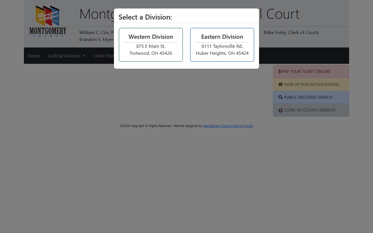Montgomery County Municipal Court civil court records system