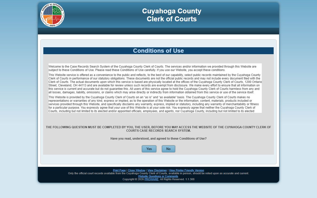 Cuyahoga County Clerk of Courts civil court records search for Parma