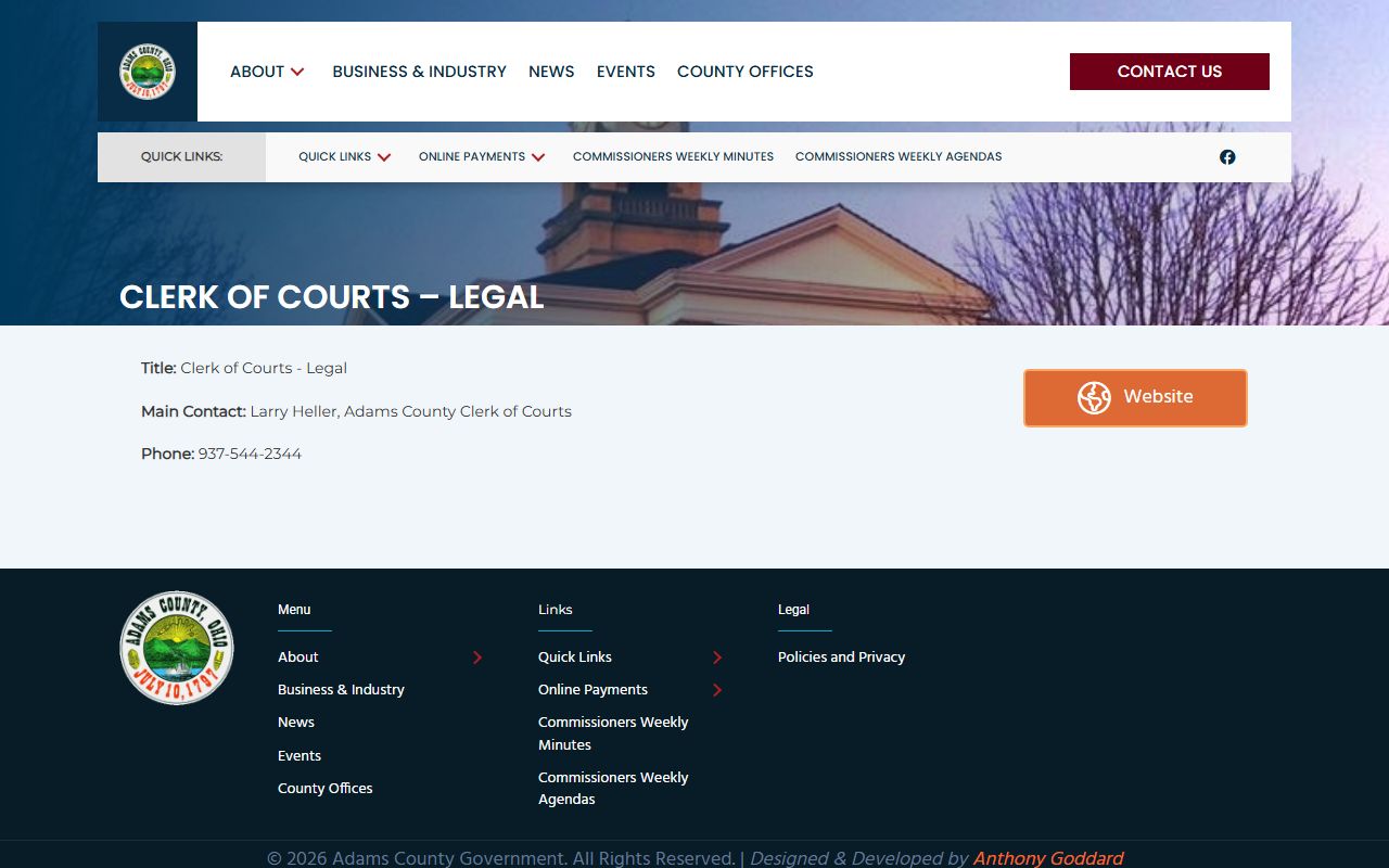 Adams County government website civil court records information
