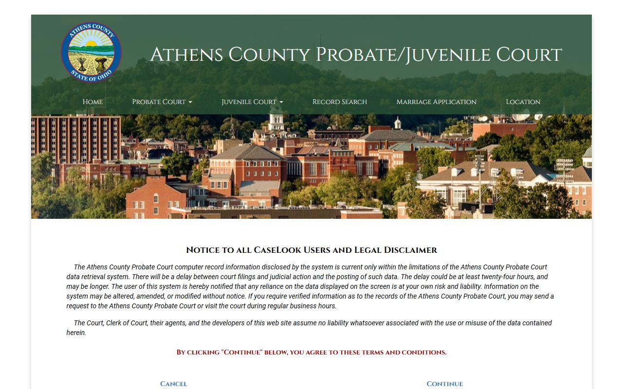 Athens County Probate Juvenile Court civil court records search