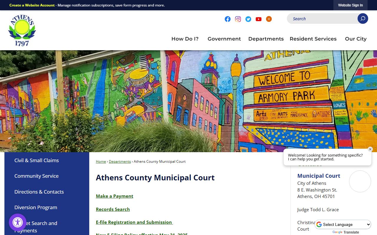 City of Athens Municipal Court civil court records