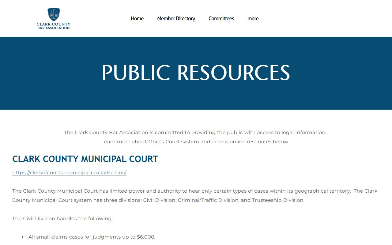 Clark County Bar Association civil court records resources