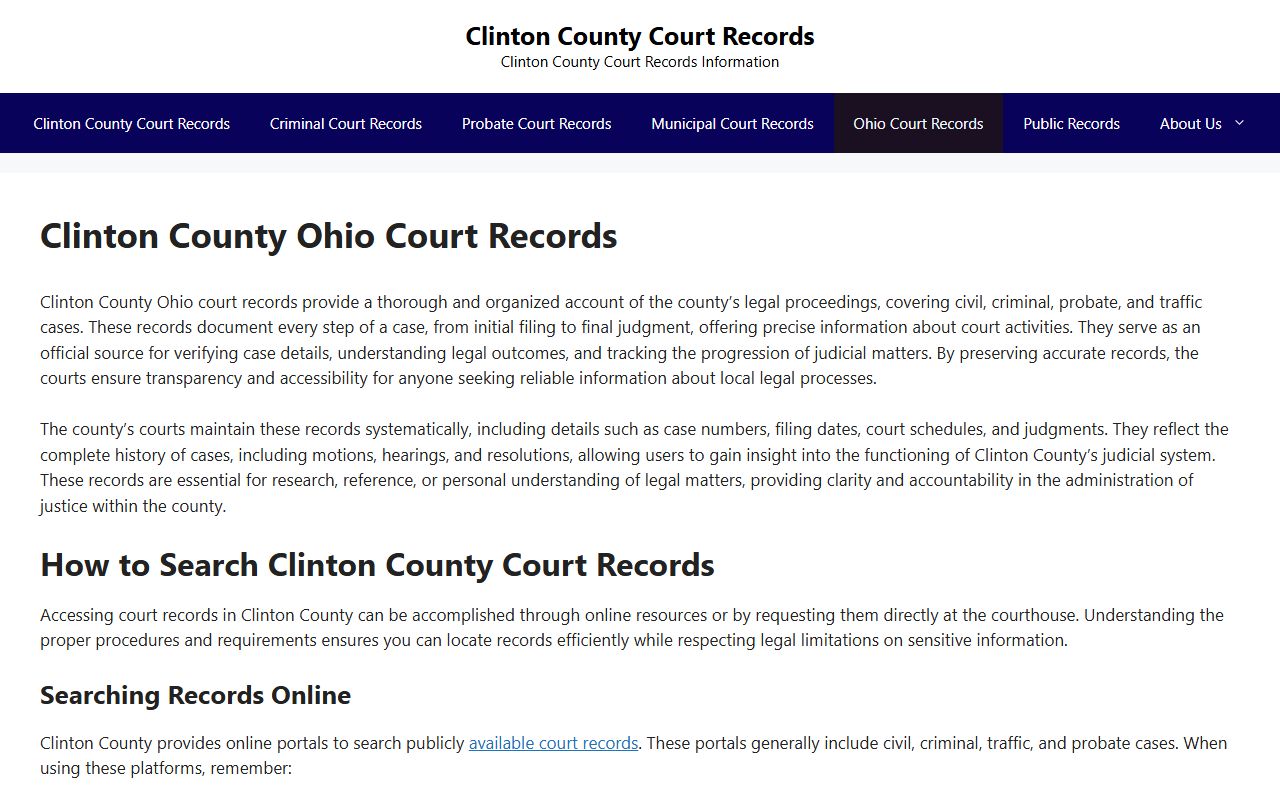 Clinton County court records information civil court records