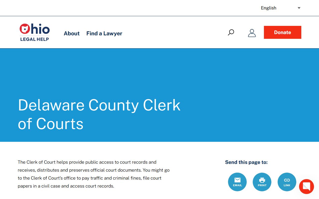 Ohio Legal Help Delaware County civil court records resource page