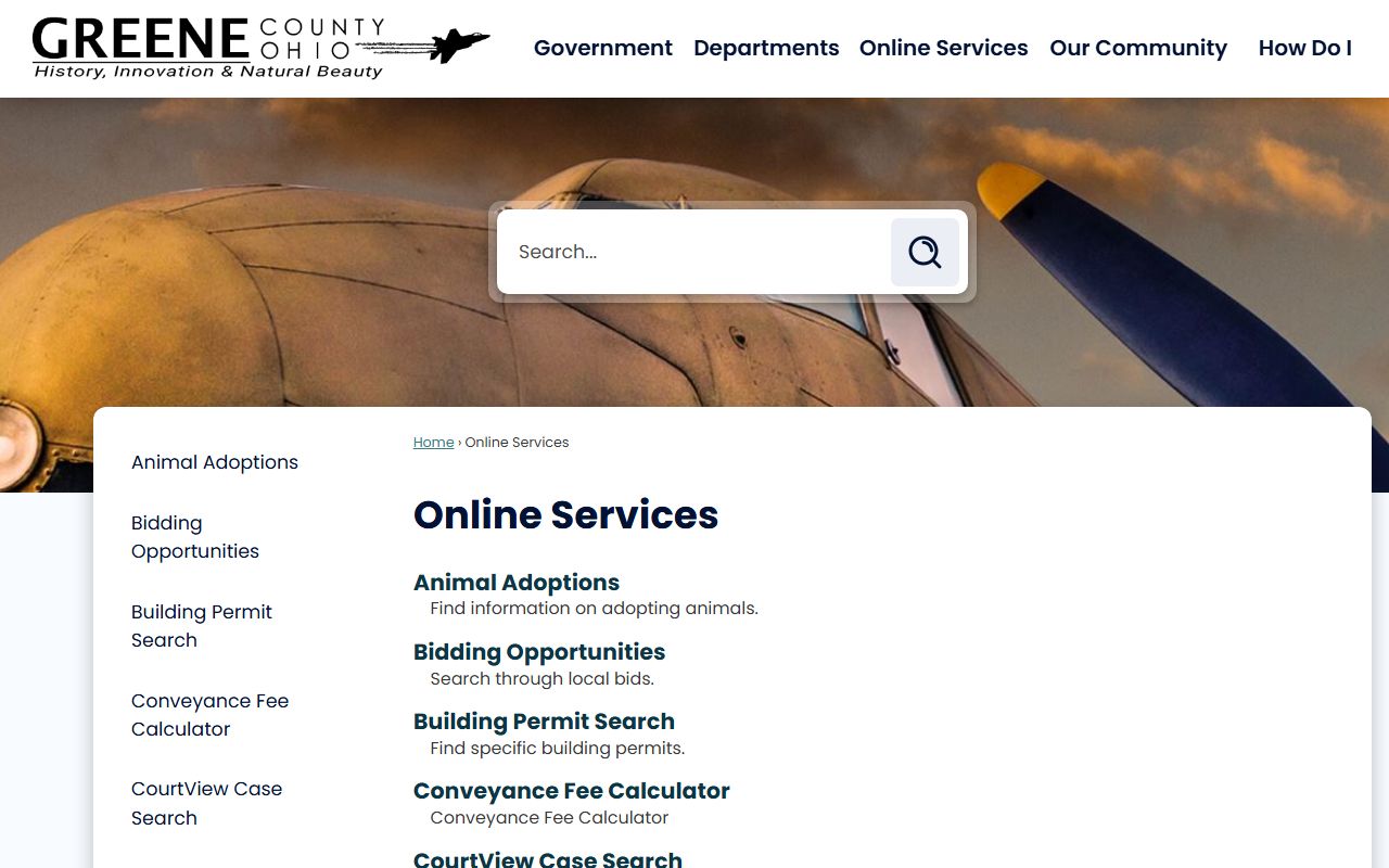 Greene County online records hub for civil court records search