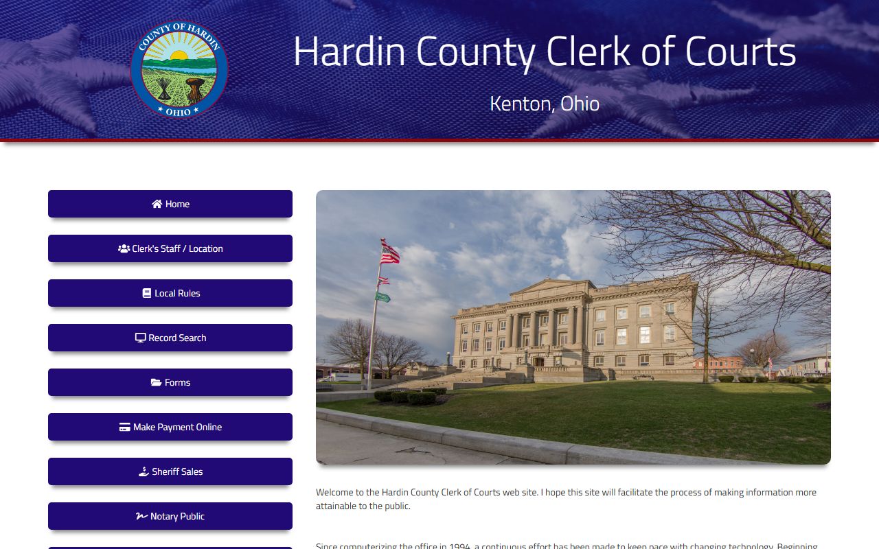 Hardin County Clerk of Courts website for civil court records search