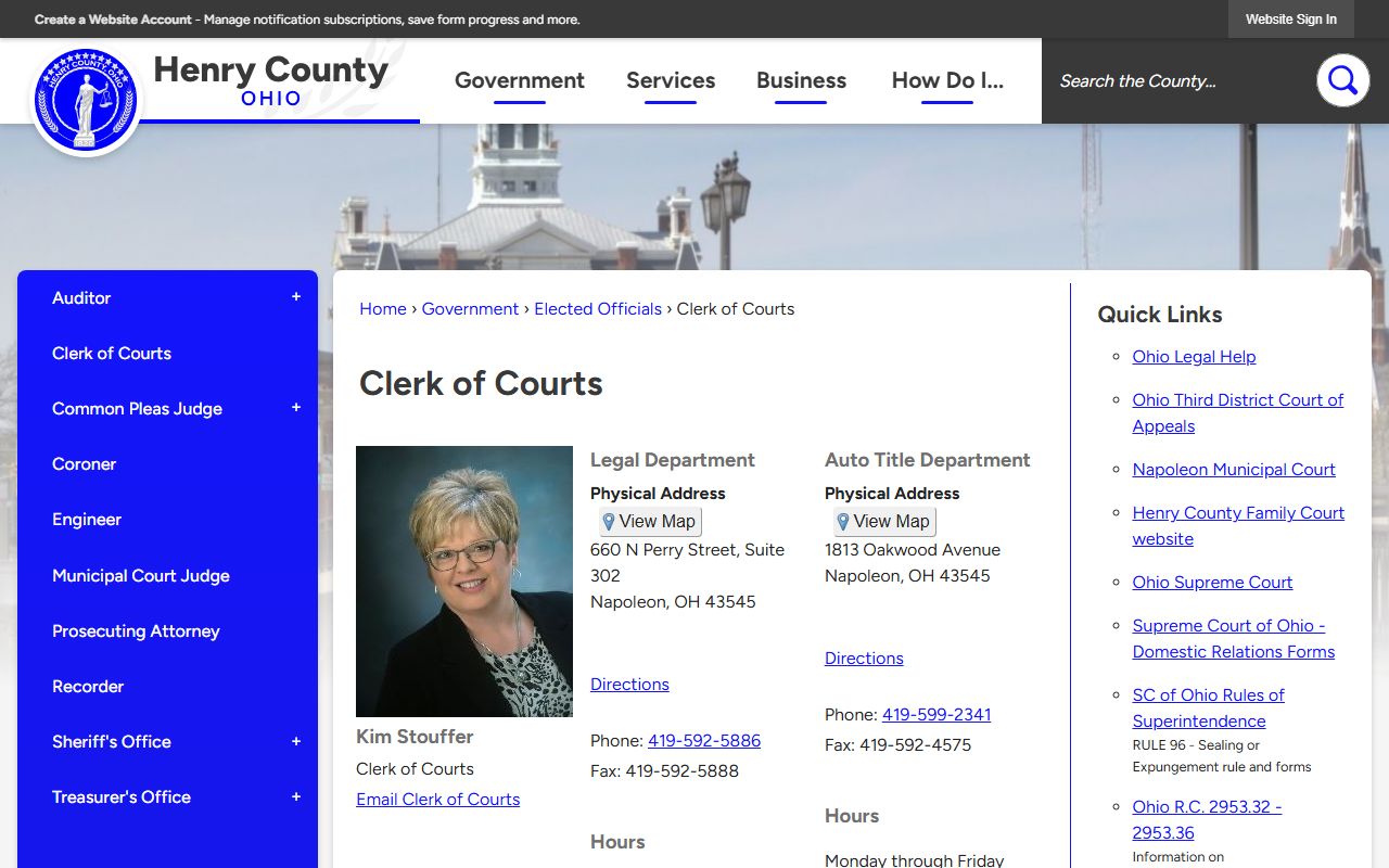 Henry County Clerk of Courts website for civil court records