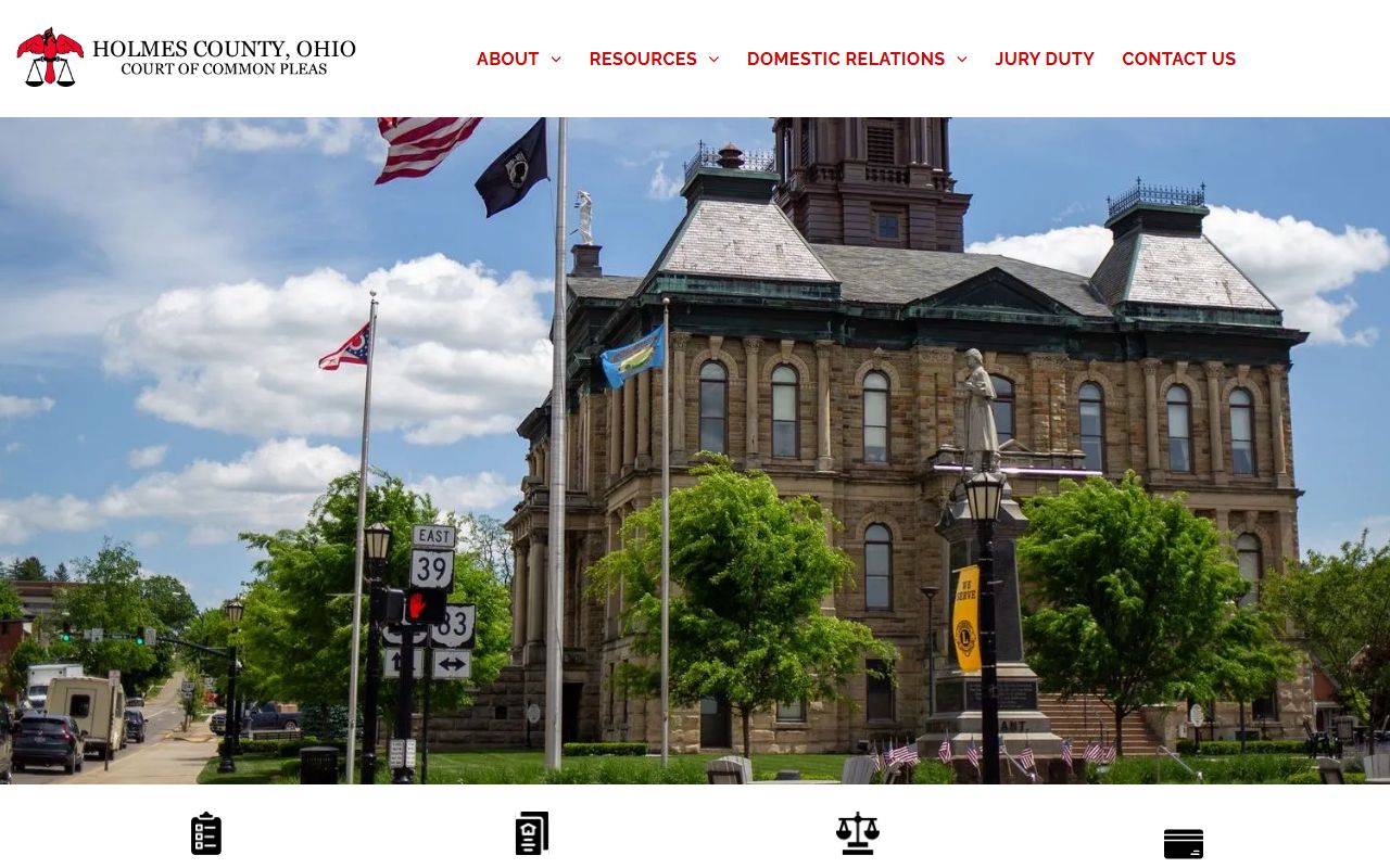 Holmes County Court of Common Pleas website for civil court records