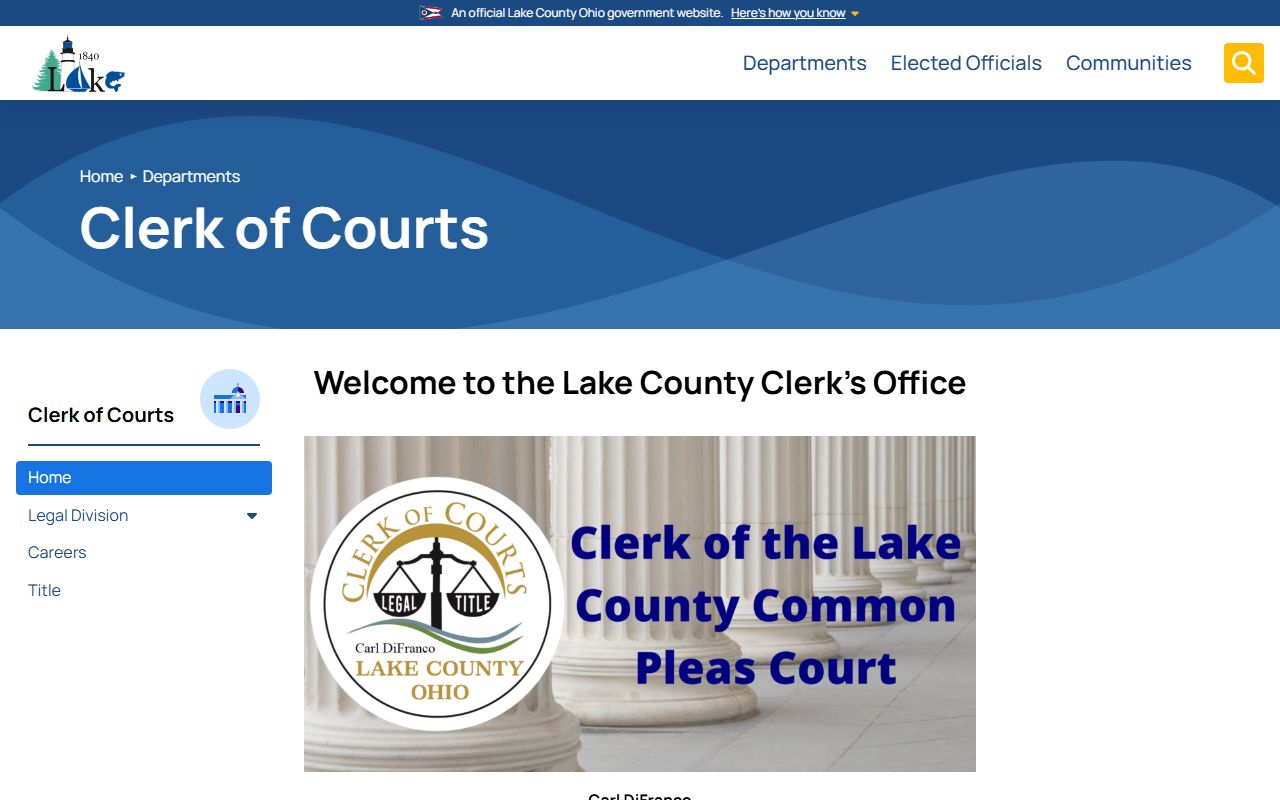 Lake County Clerk of Courts website for civil court records
