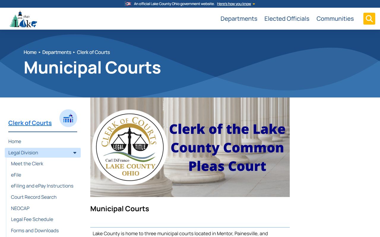 Lake County municipal courts information page
