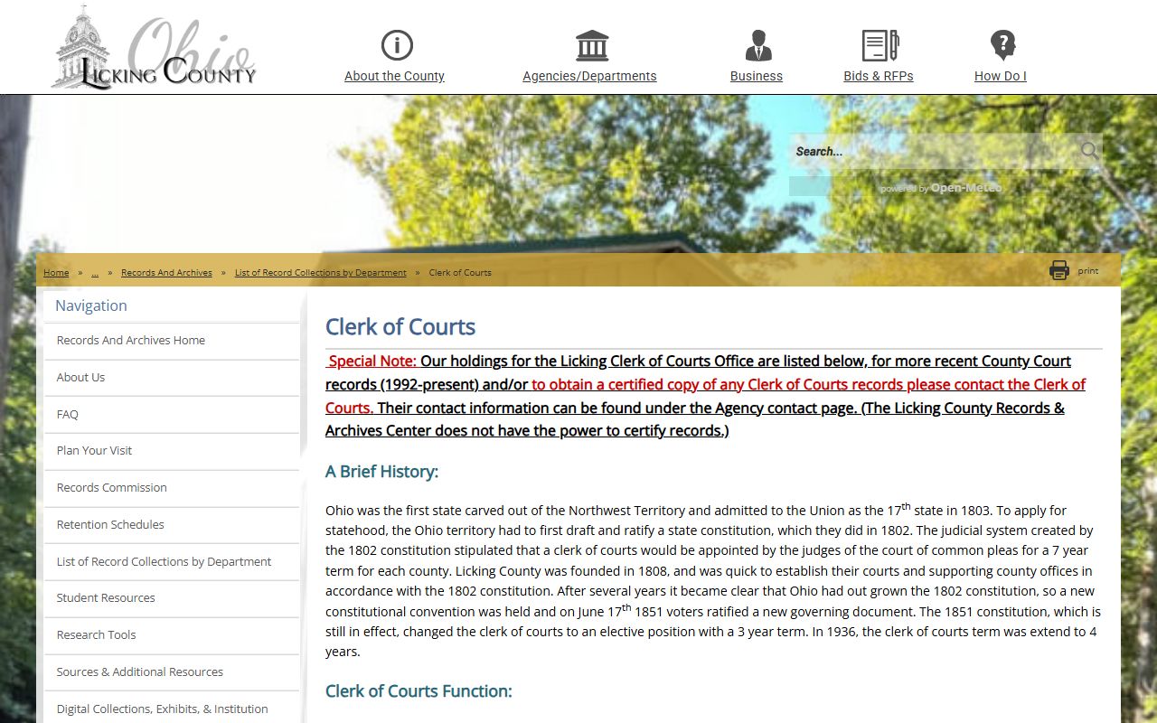 Licking County Records and Archives Center civil court records