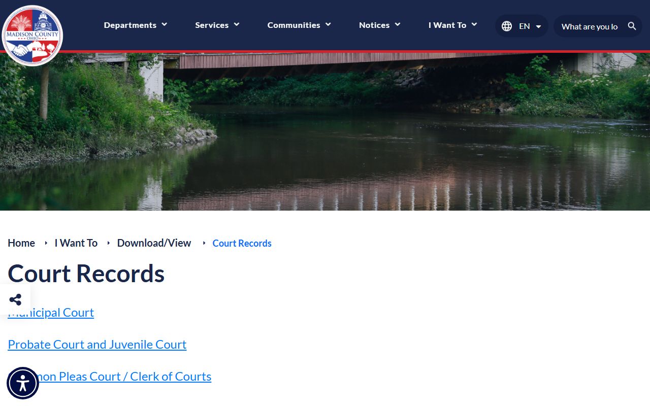 Madison County government civil court records page
