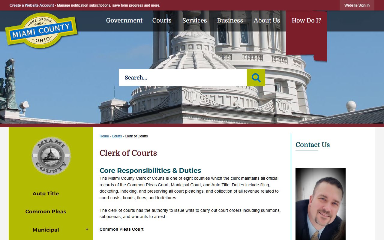 Miami County Clerk of Courts civil court records website