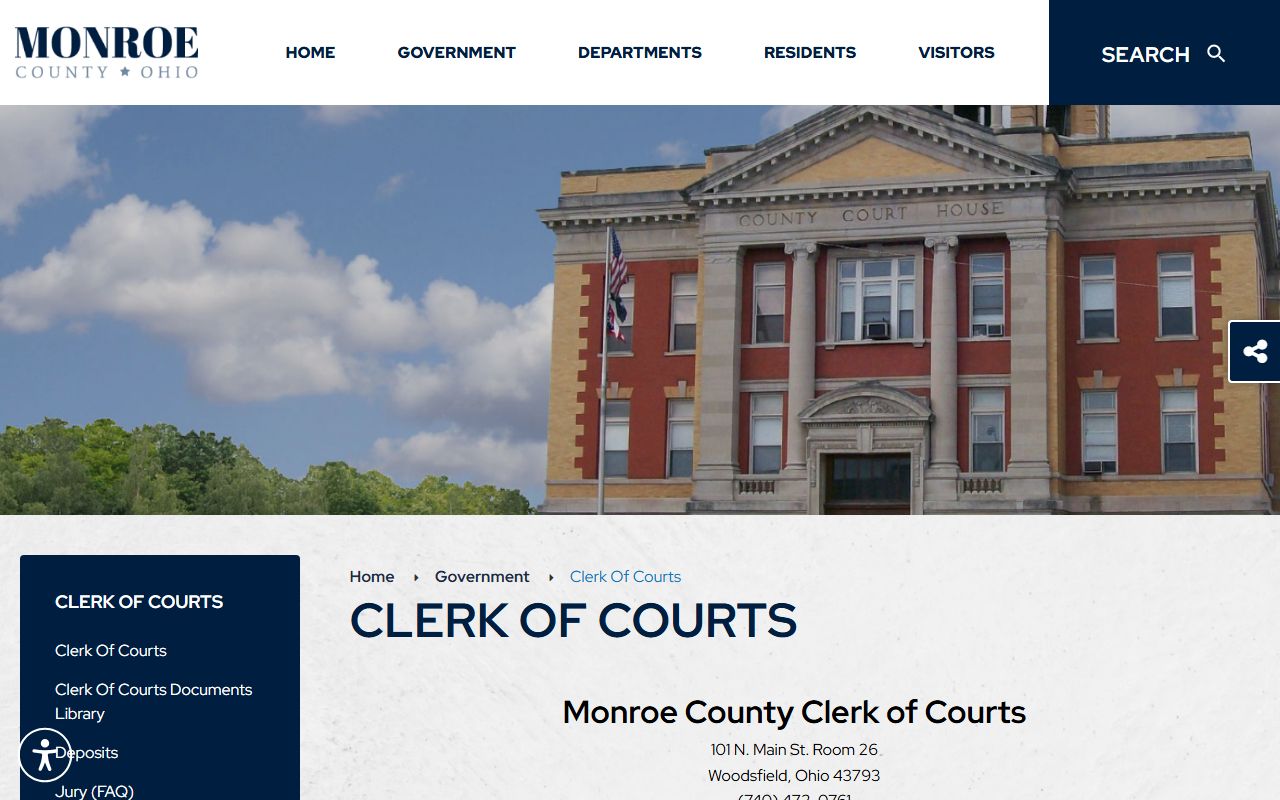 Monroe County Clerk of Courts website civil court records information