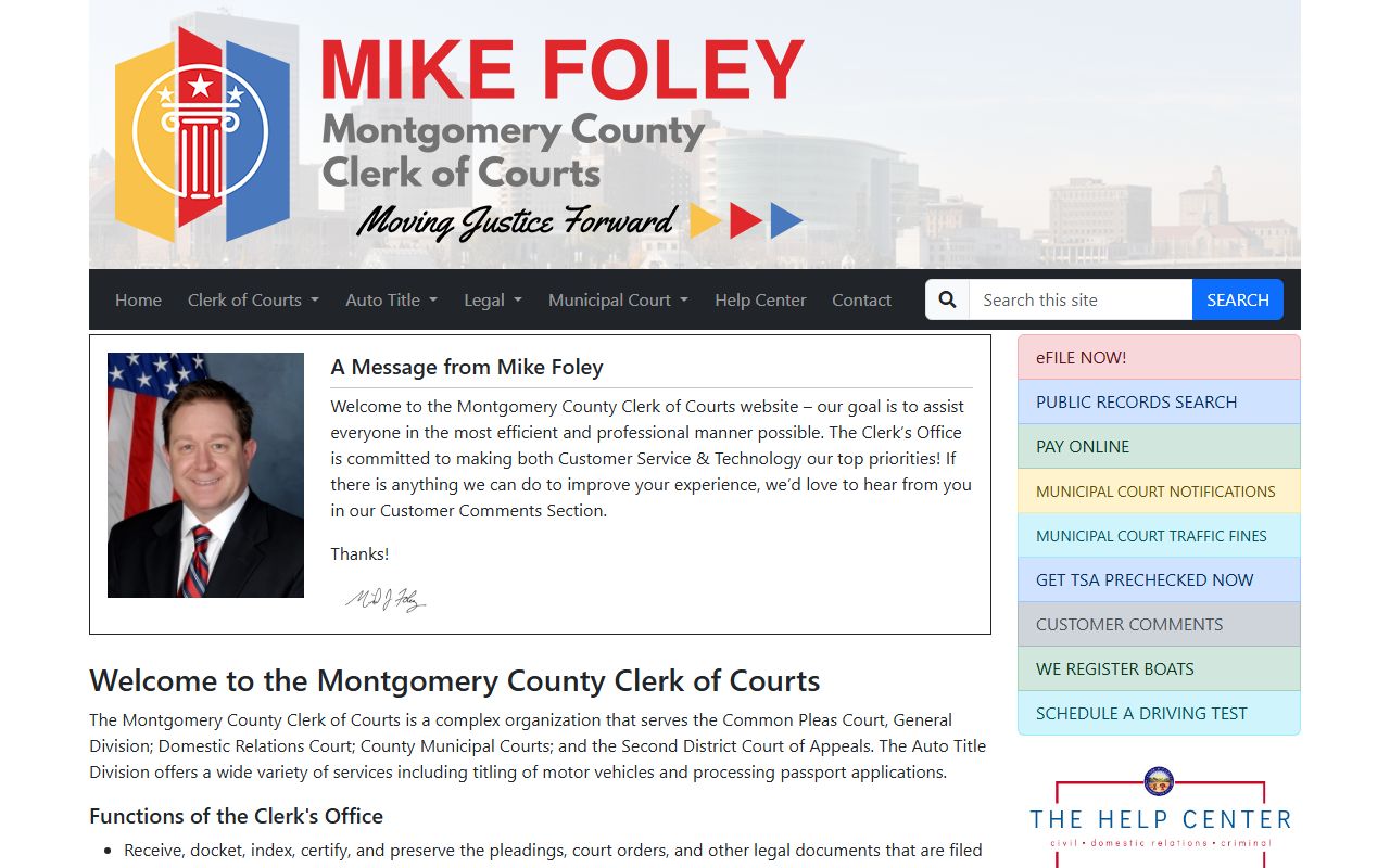 Montgomery County Clerk of Courts civil court records website