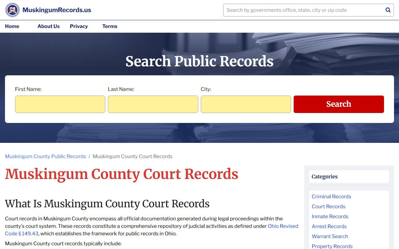 MuskingumRecords.us Muskingum County civil court records
