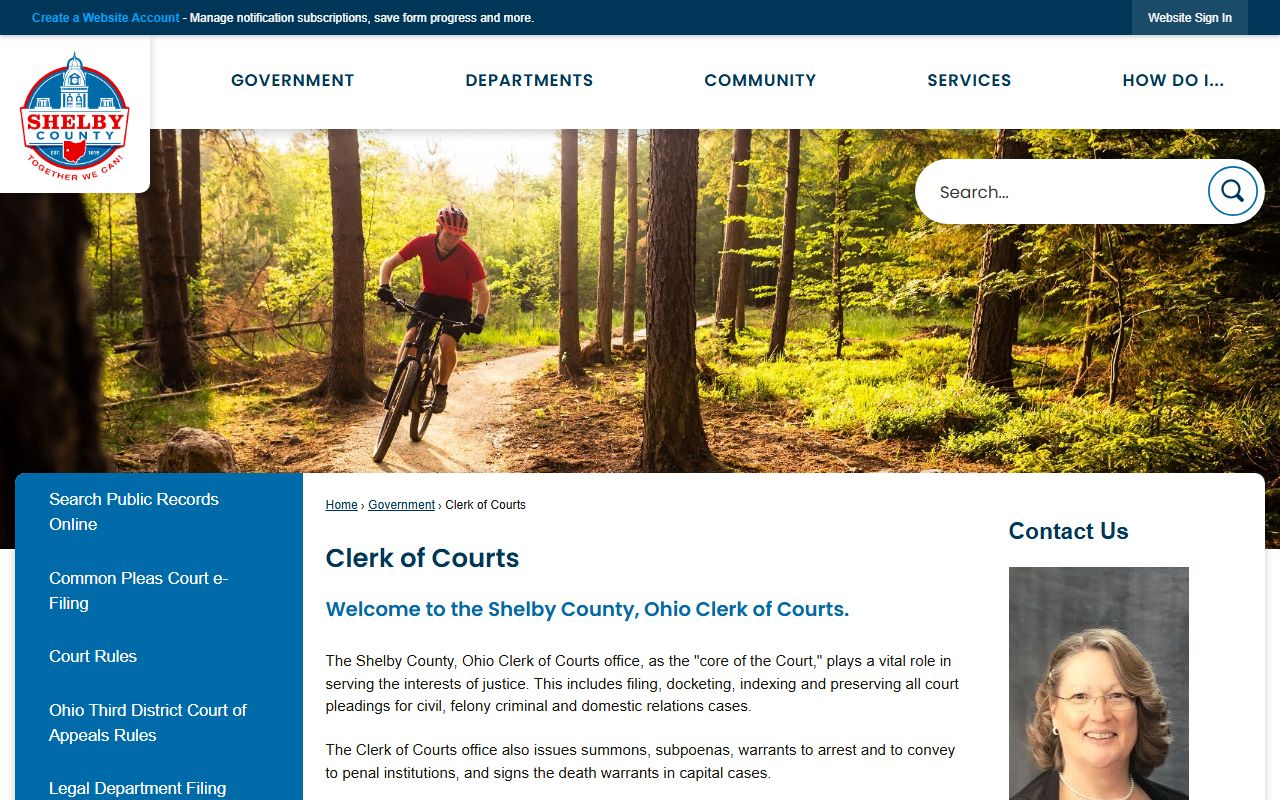 Shelby County Clerk of Courts website information