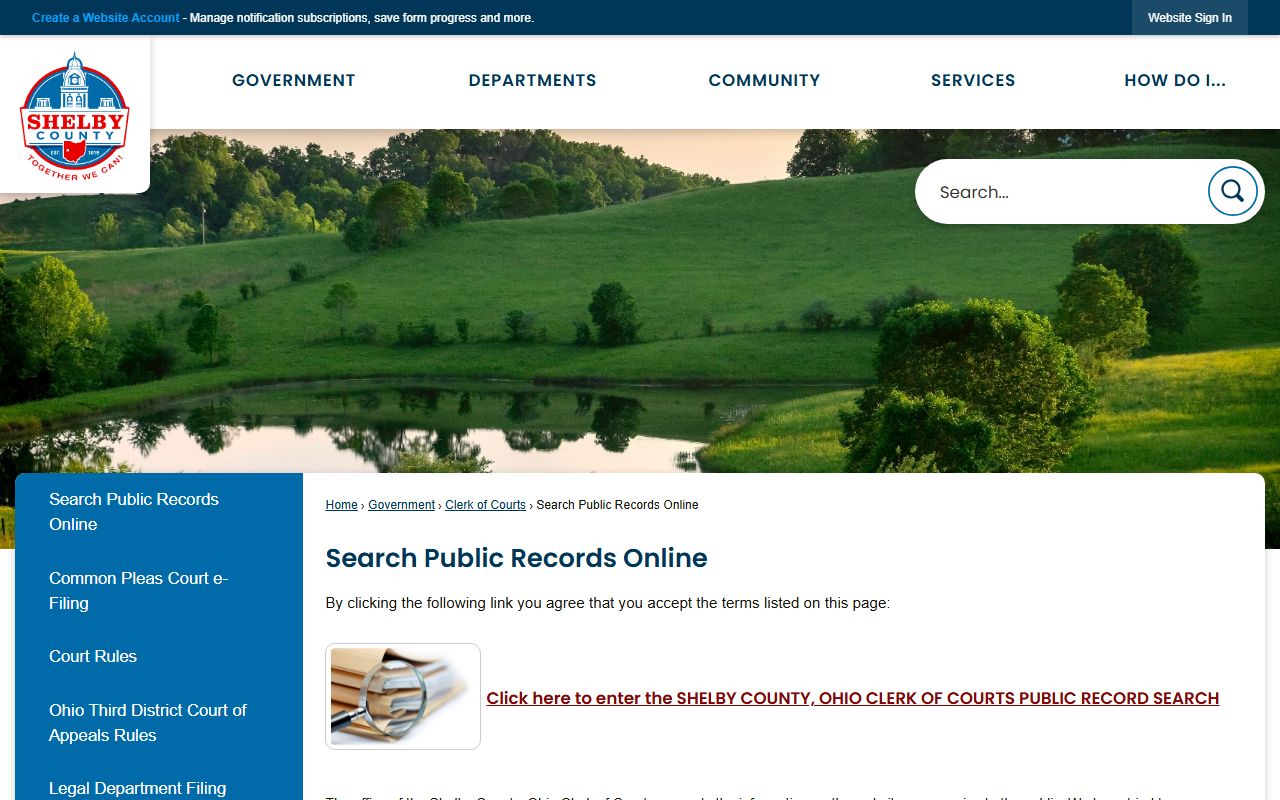 Shelby County public records search portal for civil court records