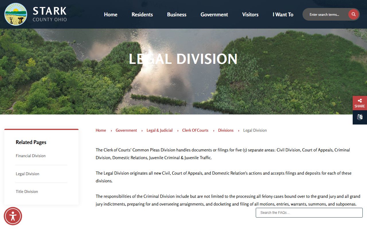 Stark County Clerk of Courts Civil Division civil court records