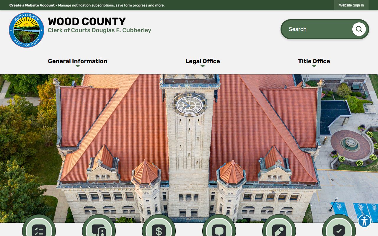 Wood County Clerk of Courts main website for civil court records information