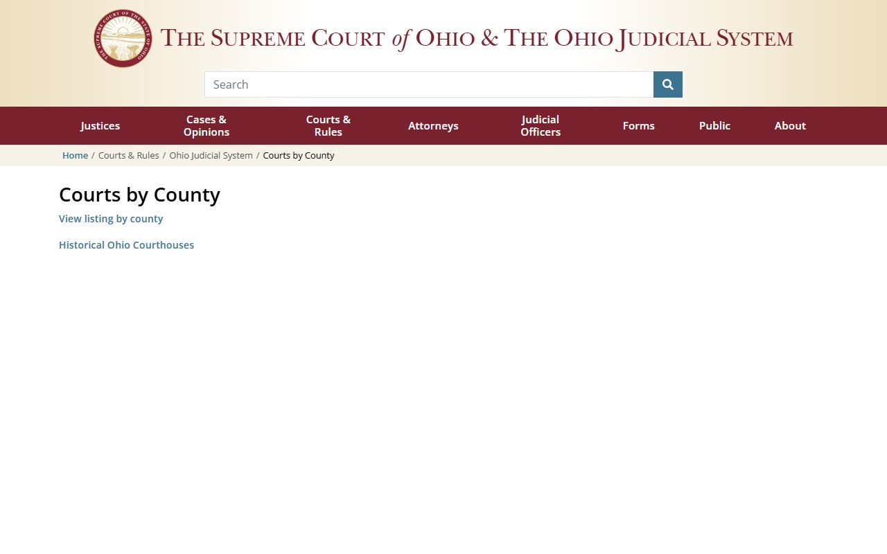Ohio Supreme Court trial courts directory for civil court records